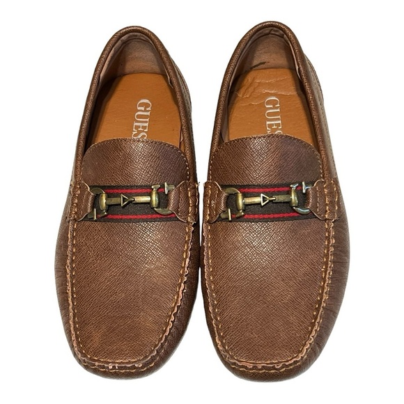 Guess Men’s Abbey Driver Loafer 7.5 Brown Faux Leather Classic Casual Preppy - Picture 1 of 8